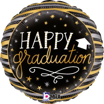 Happy Graduation Black & Gold Foil Balloon