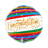 Congratulations Fun Stripe 46cm Foil Balloon