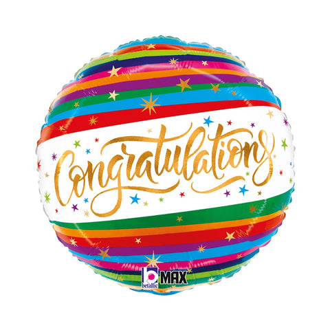 Congratulations Fun Stripe 46cm Foil Balloon