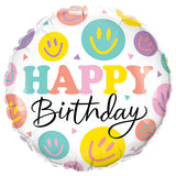 Happy Birthday Smileys Foil Balloon
