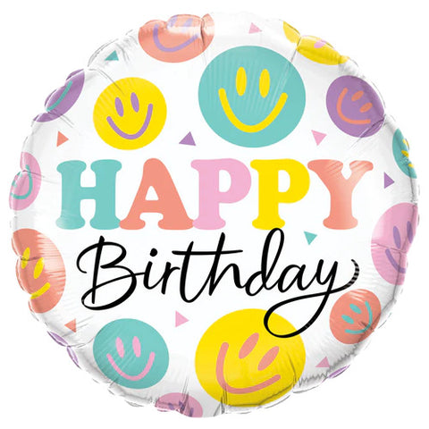 Happy Birthday Smileys Foil Balloon