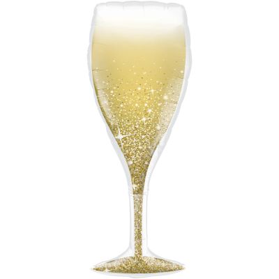Glitter Gold Champagne Glass Shape Foil Balloon
