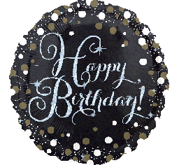 Happy Birthday Black & Gold Spots Foil Balloon