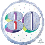 Holographic Here's To Your 80th Birthday Foil 45cm (18")