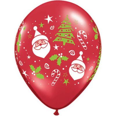 3 x Red Santa Christmas Latex Balloons