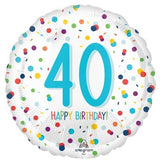 40 Birthday Confetti Spots Foil Balloon