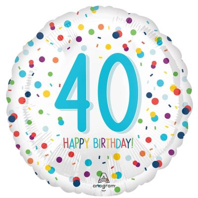 40 Birthday Confetti Spots Foil Balloon