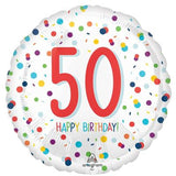 Age 50 Happy Birthday Dots Foil Balloon