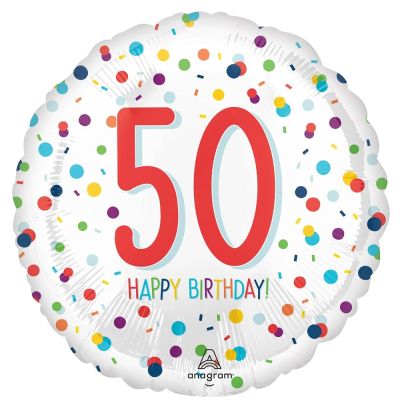 Age 50 Happy Birthday Dots Foil Balloon