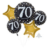 70th Birthday Balloon Gift- Black & Gold- Birthday Balloons