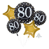 80th Birthday Balloon Gift- Black & Gold- Birthday Balloons