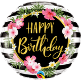 Happy Birthday Hibiscus Flowers Foil Balloon