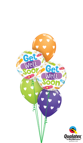 Get Well Soon Band Aid Hearts Balloon Bouquet