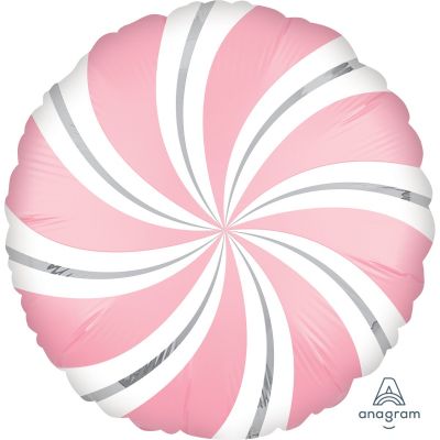 Pink & Silver Candy Swirl Foil Balloon