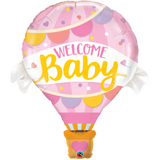 Welcome Baby Pink Hot Air Balloon Shape