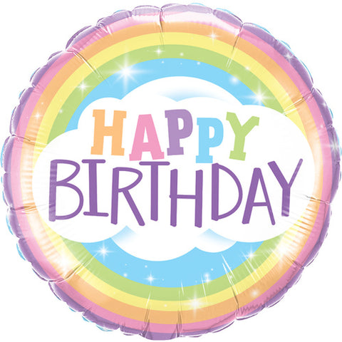 Pastel Rainbow Clouds Happy Birthday Foil Balloon