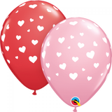 5 x Red & Pink Heart Latex Balloons (2- 3 days float time)