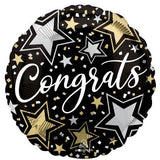 Congrats Silver & Gold Stars 46cm Foil Balloon