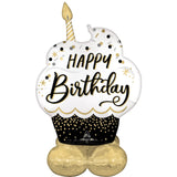 Happy Birthday Black & Gold Cake Airloonz Balloon