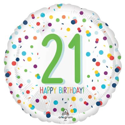 Age 21 Happy Birthday Dots Foil Balloon