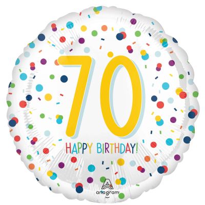 Age 70 Happy Birthday Dots Foil Balloon