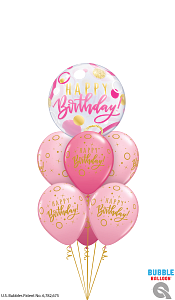 Happy Birthday Pink & Gold Balloon Bouquet
