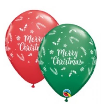 3 x Christmas Holly Latex Balloons