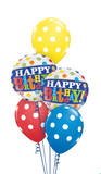 Happy Birthday Colourful Spots Balloon Bouquet