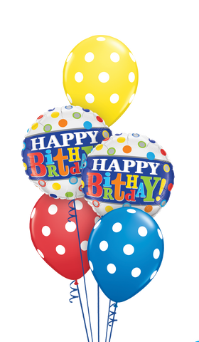 Happy Birthday Colourful Spots Balloon Bouquet
