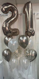 Double Number Champagne & White Confetti Balloon Bouquets