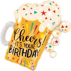Cheers! It's Your Birthday Beer Mug Balloon Shape (69cm) - Brisbane Balloons