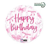 Happy Birthday Pink Bows 45cm Foil Balloon - Brisbane Balloons