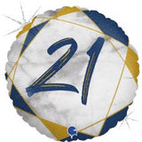 21 Blue & Gold Grabo 45cm Foil Balloon