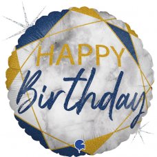 Happy Birthday Blue & Gold Grabo Foil Balloon