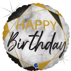 Happy Birthday Black & Gold Grabo Foil Balloon