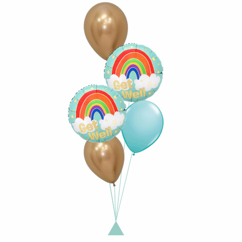 Get Well Golden Rainbow Balloon Bouquet