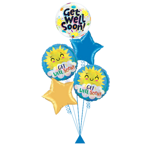 Get Well Soon Sunshine Bubble & Stars Balloon Bouquet