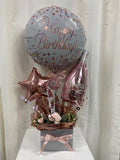Rose Gold Happy Birthday Champagne Balloon Gift Box