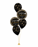 Black & Gold Happy Graduation Balloon Bouquet