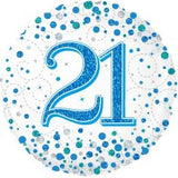21 Fizz Blue & Silver Foil Balloon