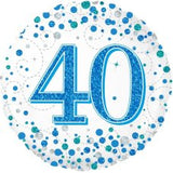 40 Fizz Blue & Silver Foil Balloon - Number Balloon