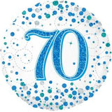 70 Fizz Blue & Silver Foil Balloon - Number Balloon