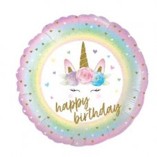 Pastel Flower Unicorn Birthday Foil Balloon