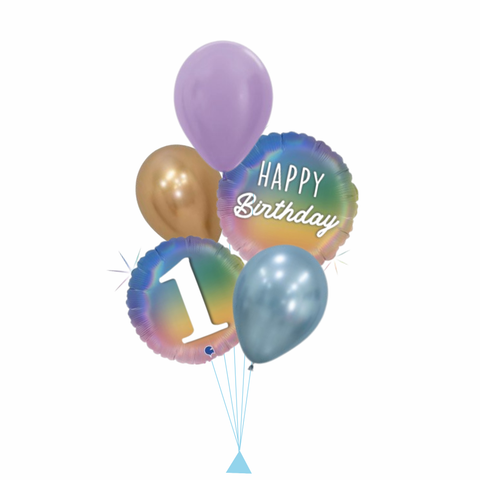 Ombre Rainbow Age Birthday Balloon Bouquet (Ages 1 - 9 Available)