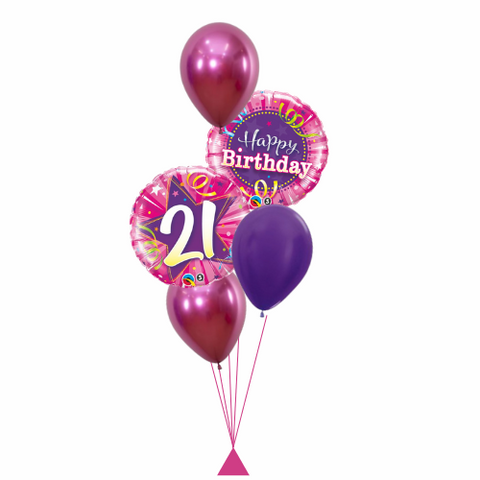 21st Pink Star Balloon Bouquet
