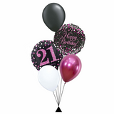 Pink & Black 18th or 21st Happy Birthday Balloon Bouquet