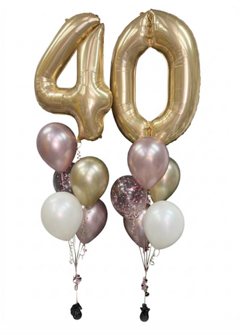 Pink & Gold Double Number Confetti Balloon Bouquet