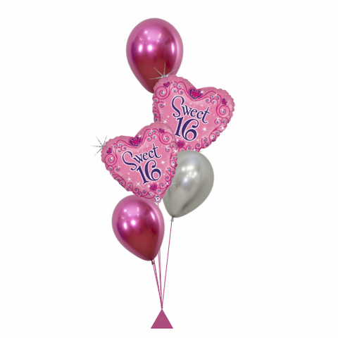 Sweet 16 Heart Balloon Bouquet