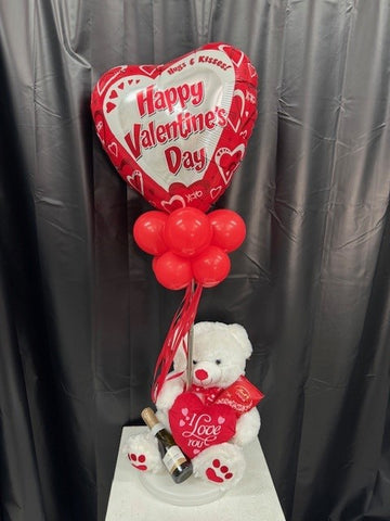 Happy Valentine's Day Hot Air Balloon Teddy Balloon Stand