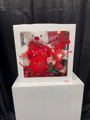 Happy Valentine's Day Champagne Bear Balloon Gift Box